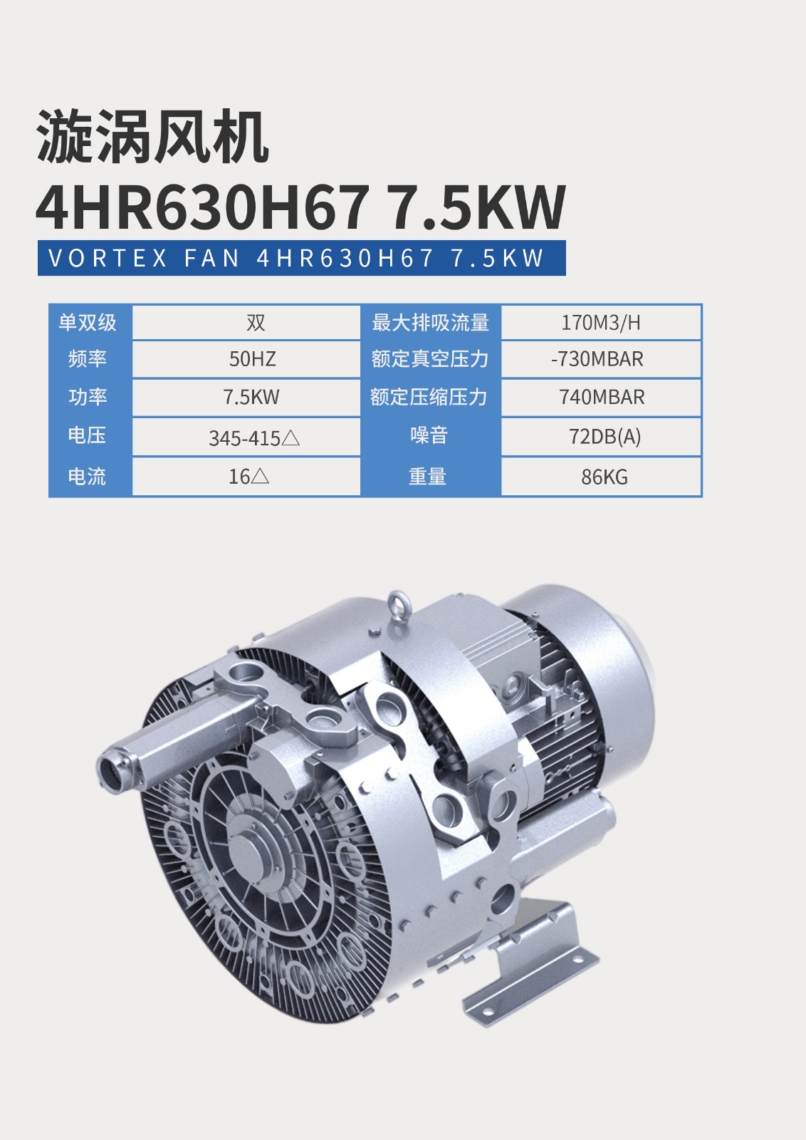 漩渦風機4HR630H67-7.5KW